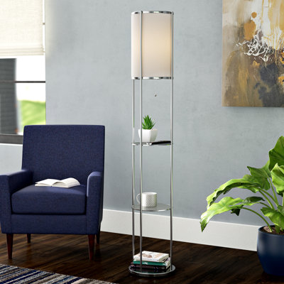 63'' Brushed Steel Column Floor Lamp