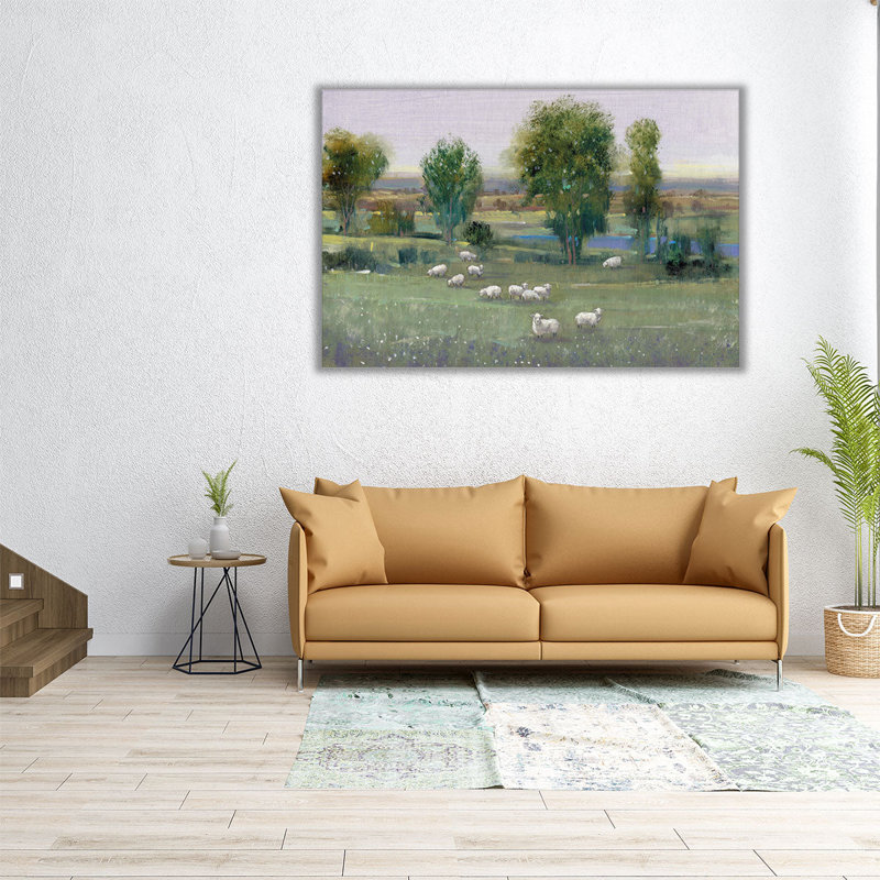 «Field of Sheep I», reproduction d'art sur toile, H 32 po x l 48 po