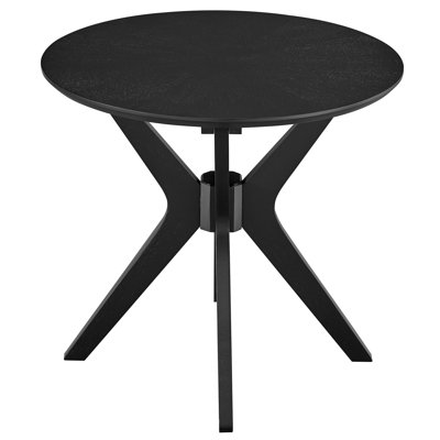 Crossroads 24” Round Wood Side Table In Black