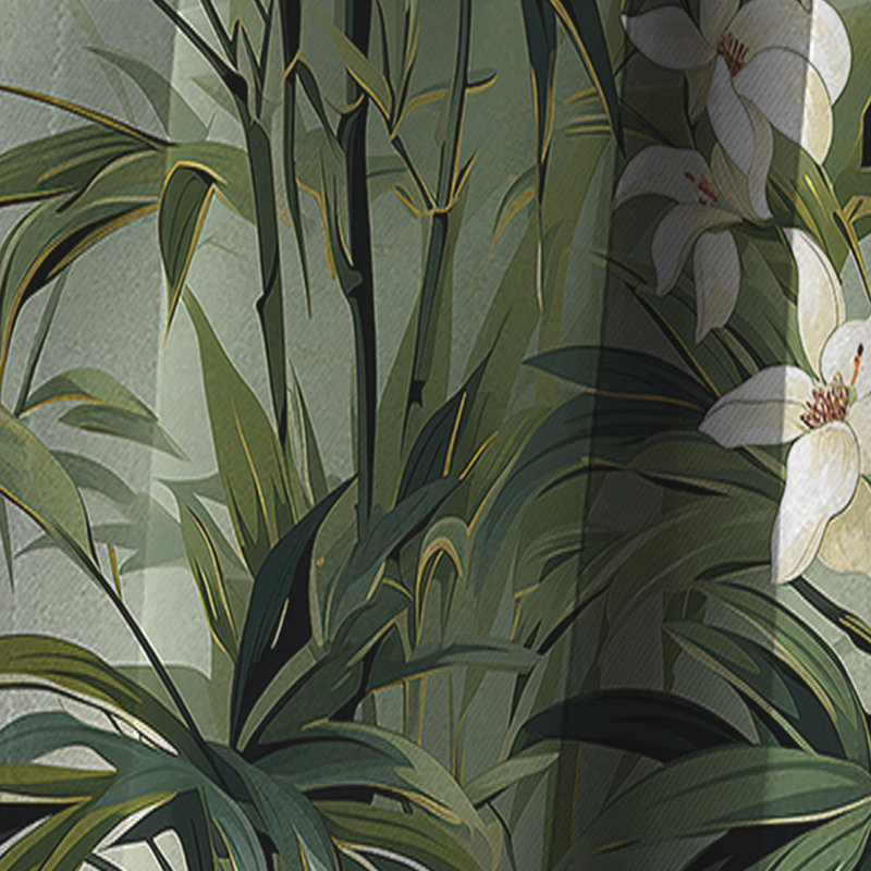 Bamboo Reflections Tropical Motif I - Rideau floral - Rideau occultant floral - 1 panneau, L 52 po x L 108 po