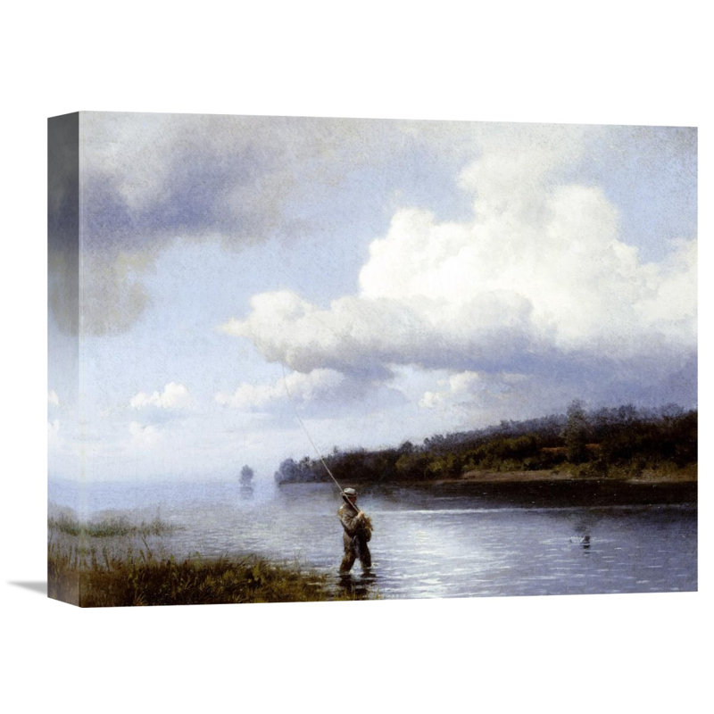 " Fly Fishing " by Hermann Herzog, 23.61" H x 30" W x 1.5" D