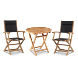 Stella 3-Piece Round Teak Outdoor Bistro Set