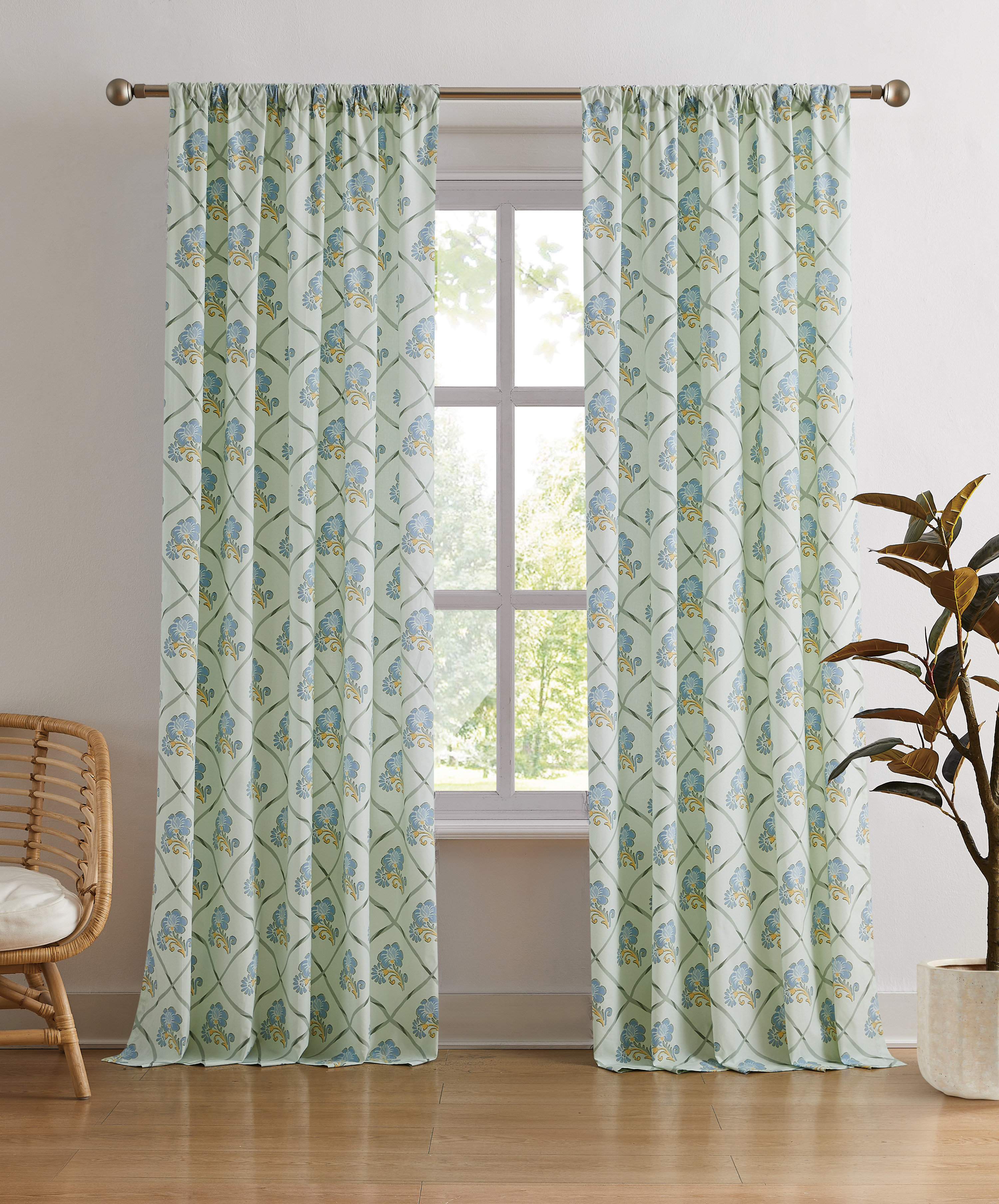 Window Drape Balance Winston Porter Olivia Floral Window Drape Set | Wayfair