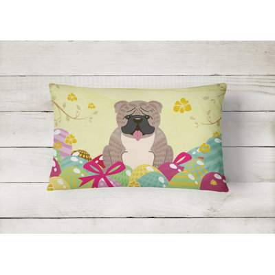 Easter Eggs English Bulldog Rectangular Lumbar Pillow