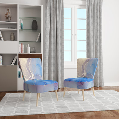 «Ikee - Fauteuil d'appoint rembourré abstrait bleu et rose
