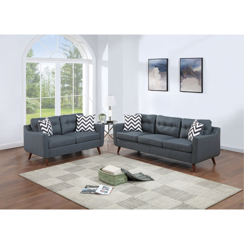 Causeuse moderne avec coussins et coussins 2 pièces, Bleu gris
