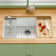 33" L x 19" W Fireclay Workstation Kitchen Sink Single Bowl White with Cutting Board and Bottom Grid