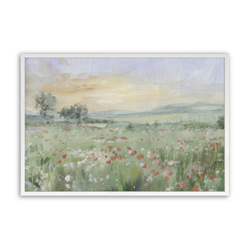«First Light On The Meadow» par Danhui Nai, reproduction d'art, H 24 po x l 32 po, Blanc