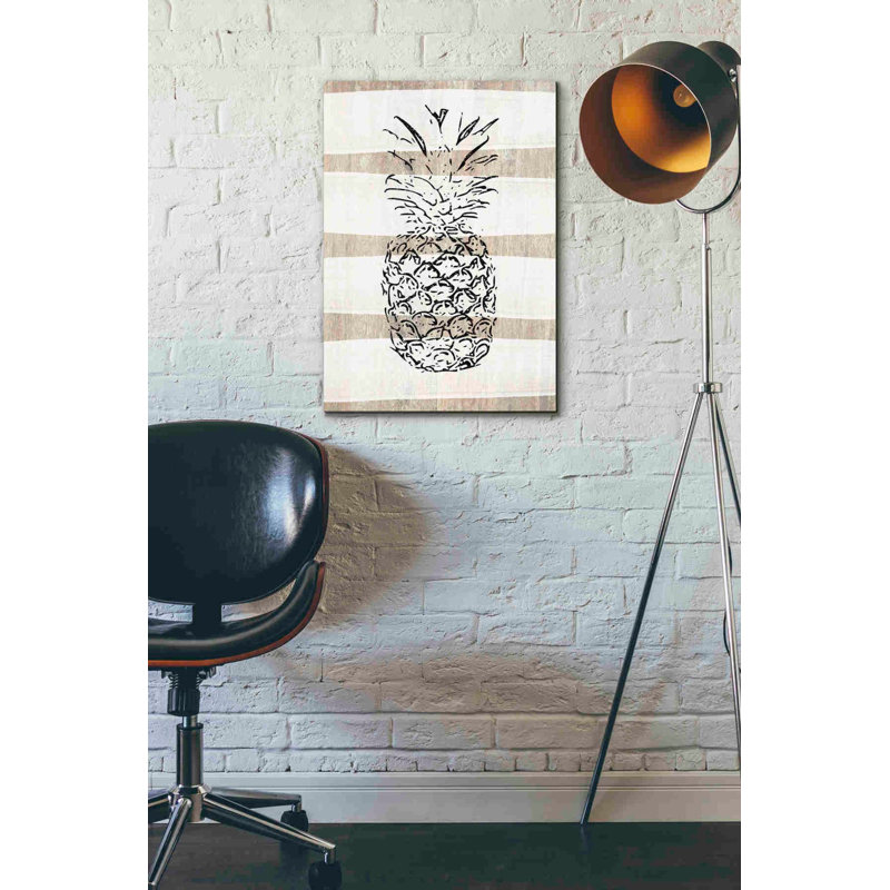 «Simple Stripes Pineapple» par Linda Woods, art mural sur toile, H 26 po x l 18 po x P 1,25 po
