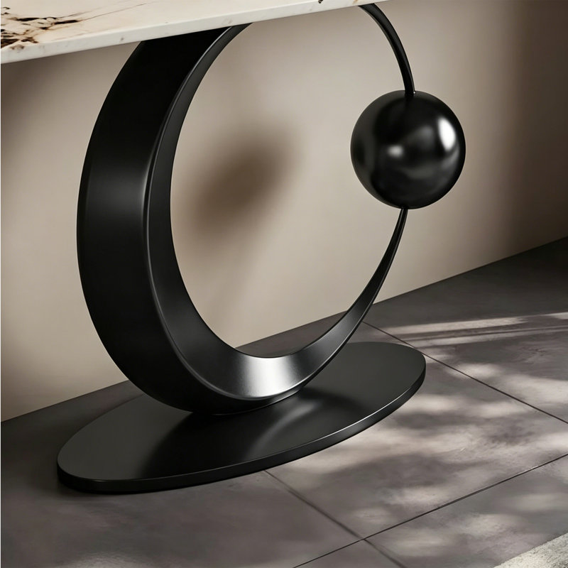 Italian style sintered stone console table, Black, Black, 33.4" H x 55" W x 13.7" D