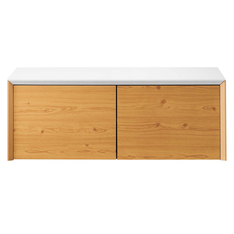 Modway Kinetic Wall-Mount Office Storage Cabinet, White/Natural