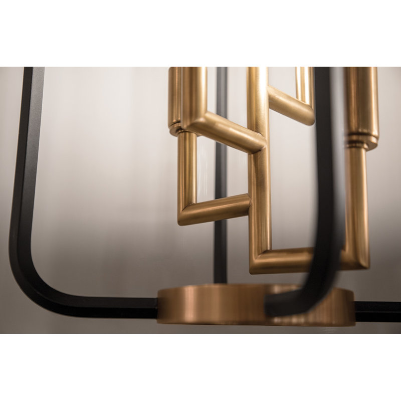 Angler 4 - Light Lantern Geometric Chandelier, Aged Brass
