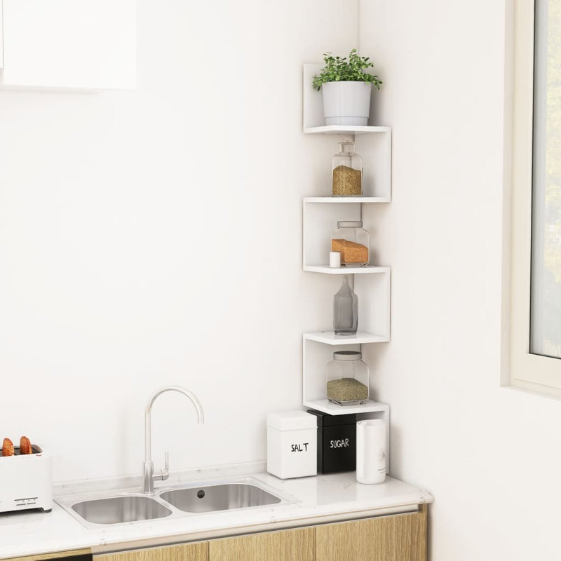 Aydali 5 Piece Corner Shelf, Smoked Oak, 127.5cm H x 32cm W x 32cm D