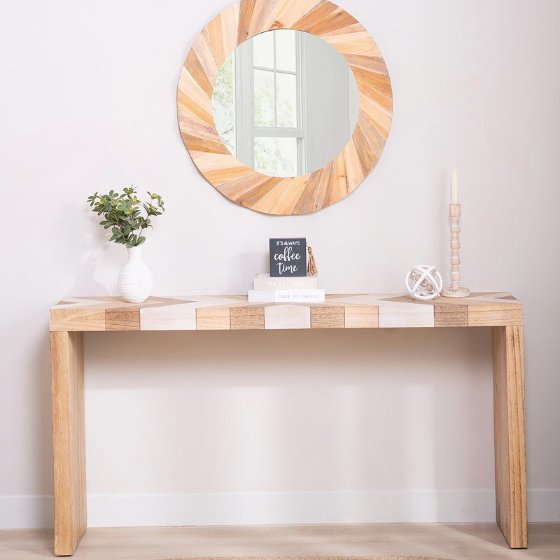 Console moderne à motif à chevrons, 62 pouces de long, en bois manufacturé, idéale pour l'entrée, le couloir ou le salon