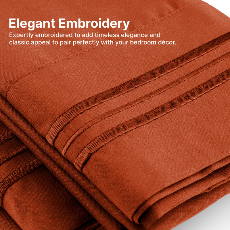 Pillowcase Set, Soft Double Brushed Microfiber, Cooling & Breathable Pillow Covers, Set of 4, Queen, Terracotta