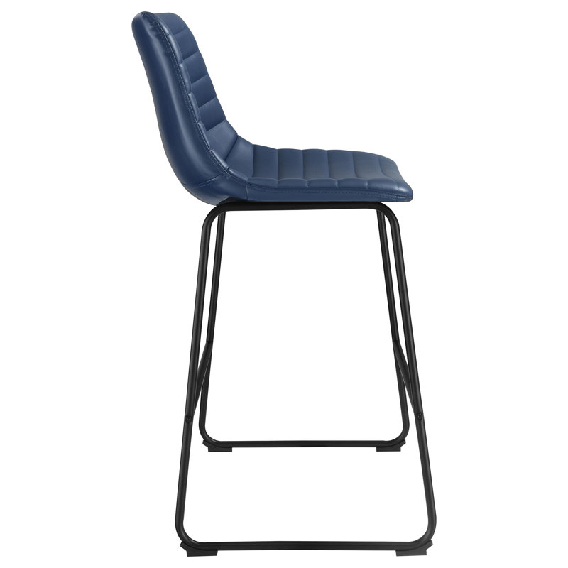 Chaise de comptoir en similicuir Burkart (ensemble de 2), Bleu, Tabouret de comptoir (siège d'une hauteur de 26 p