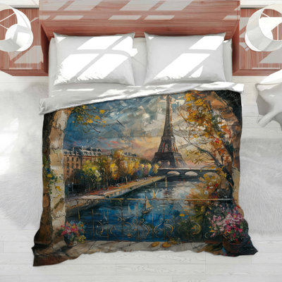 Eiffel Tower Landscape Cotton Blend Comforter