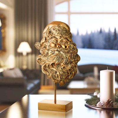 17" Resin Santa Head Table Piece