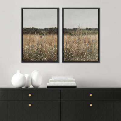 "Wildflower Elegance", fond floral aux tons doux avec charme rustique, art mural moderne, 2 pièces