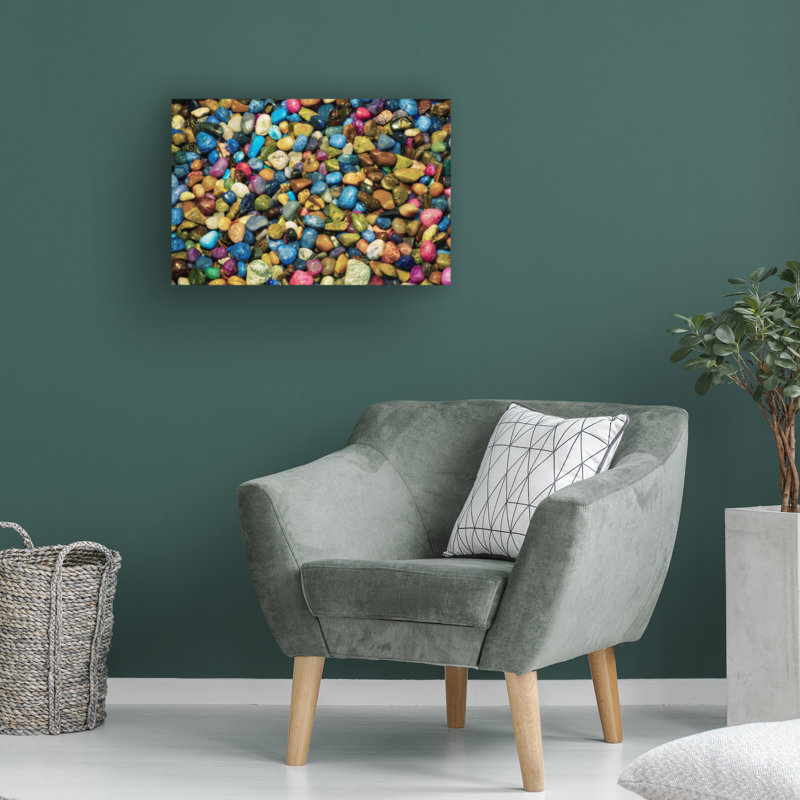 Colorful Polished Rocks Landscape Canvas Print with Wood Frame