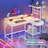 Computer Gaming Desk With Led Light & Drawers & Reversible Shelves-405280802-405280807