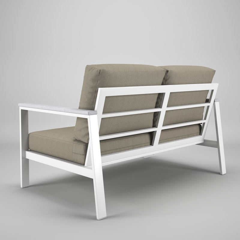Townsend Chatwin Metal Outdoor Loveseat With Sunbrella Cushion, Gray, White
