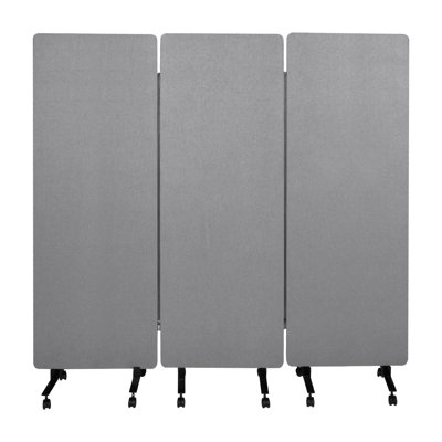 Cloison de séparation roulante insonorisée de 168 cm avec roulettes, paroi acoustique pliable à 3 panneaux pour préserver la confidentialité et réduire le bruit au bureau, cloison portative pour la maison ou la salle de classe, grise