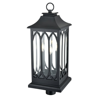 3 Light Outdoor Post Lantern in Powder Coated Black