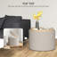 Table basse ronde avec rangement et repose-pieds avec plateau rabattable gris