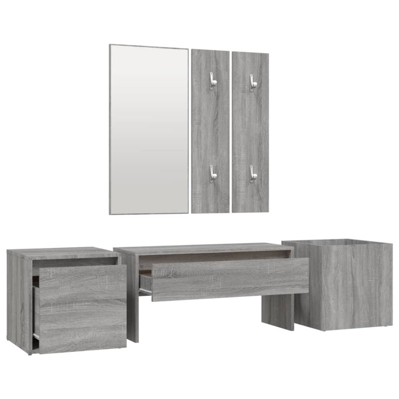 vidaXL Hallway Furniture Set Engineered Wood, Grey