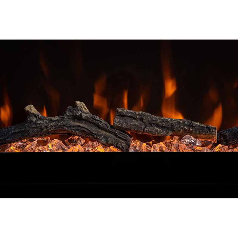 Modern Ember 72-Inch Black Smart Linear Electric Fireplace with LED Flames