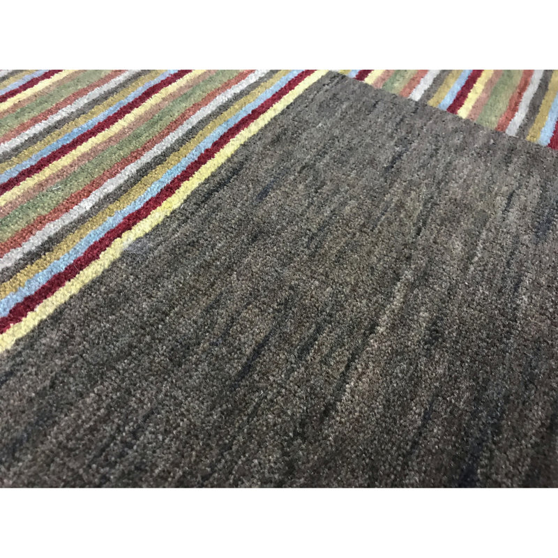 Wool Geometric Area Rug in Beige