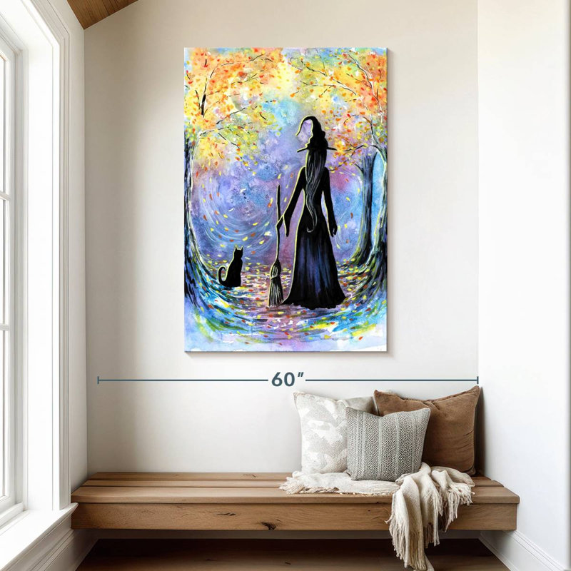 Kelan Witch And Black Cat, 48" H x 32" W
