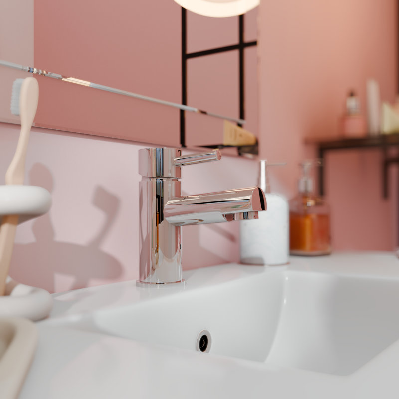 Dixon Round Lever Mono Basin Mixer Tap with Waste, Chrome