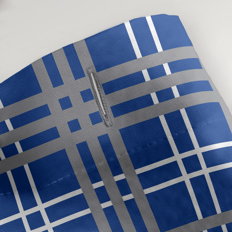 Plaid Shower Curtain Set, Bleu / blanc / argent