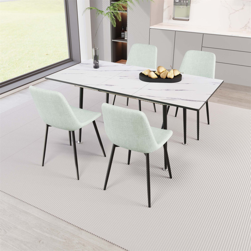 Ensemble de table de salle à manger et de chaises extensible moderne convenant aux petites et grandes réunions, idéal pour les maisons contemporaines au design pratique