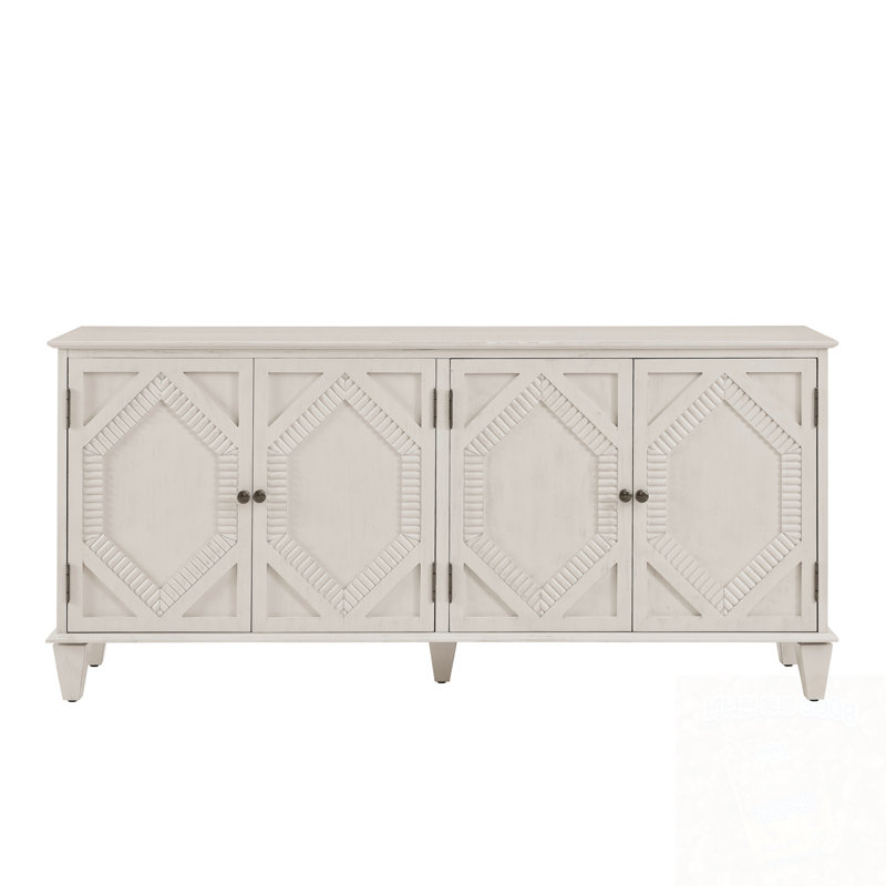 4-door sideboard with cabinet Storage and sturdy legs, Antique White