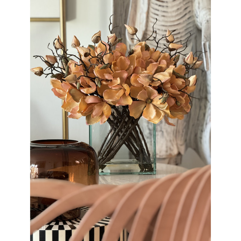 Magnolia Arrangement in Vase, Orange