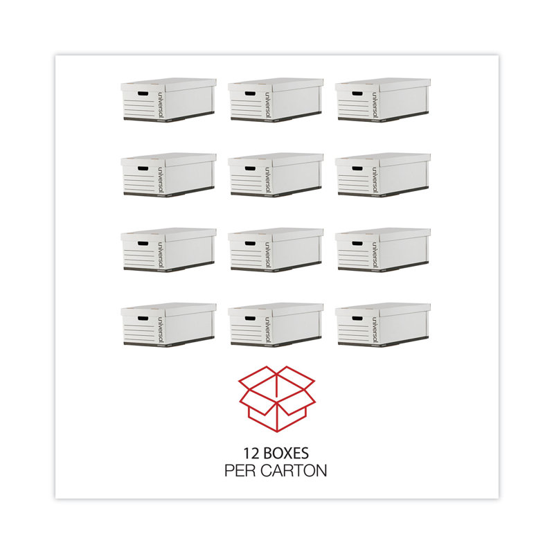 White Corrugated Fiberboard Legal File Storage Box with Lift-Off Lid