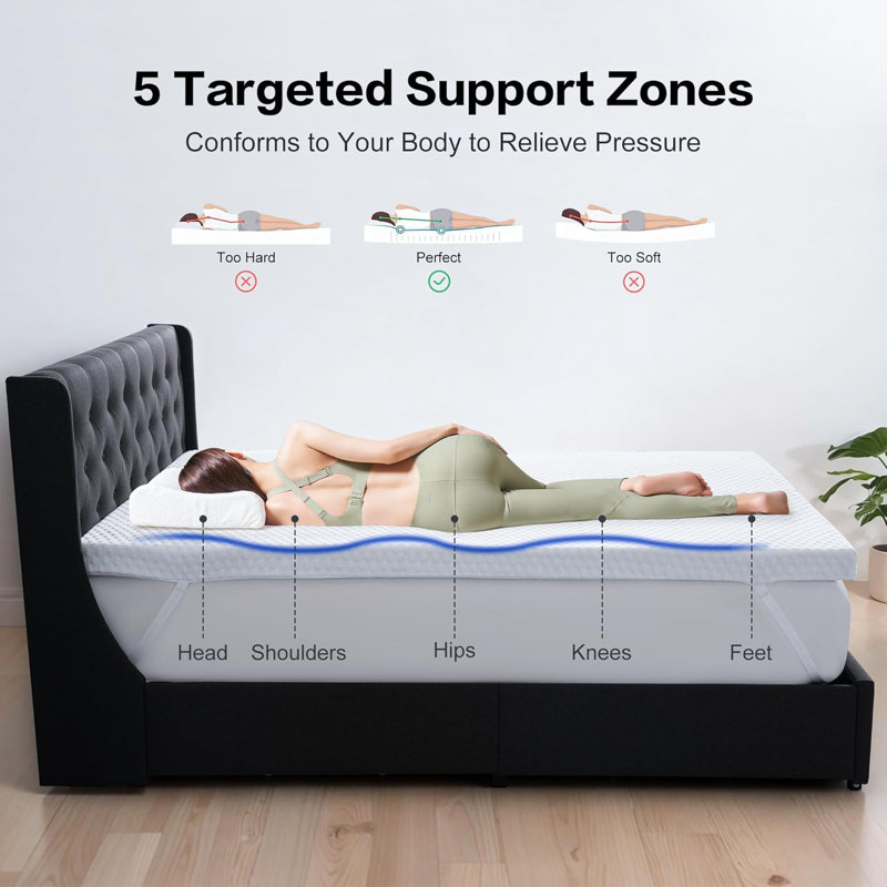 Memory Foam Mattress Topper California Mattress Pad 3’’ Inch High Density Mattress Cooling Gel Thick Topper For Back Pain Relief Best Soft Bed With Cover(72 X 84 Inch)