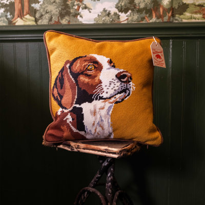 Camp Wandawega Hunting Dog Embroidered Needlepoint Pillow