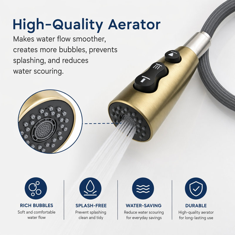 WESTINUS Pull Down Kitchen Faucet, Brushed Gold
