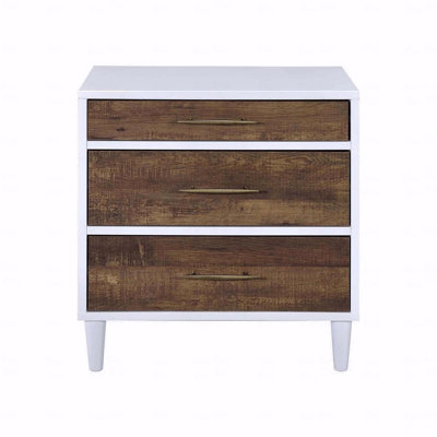Two-Tone Finish Bedroom Nightstand With 3-Drawers