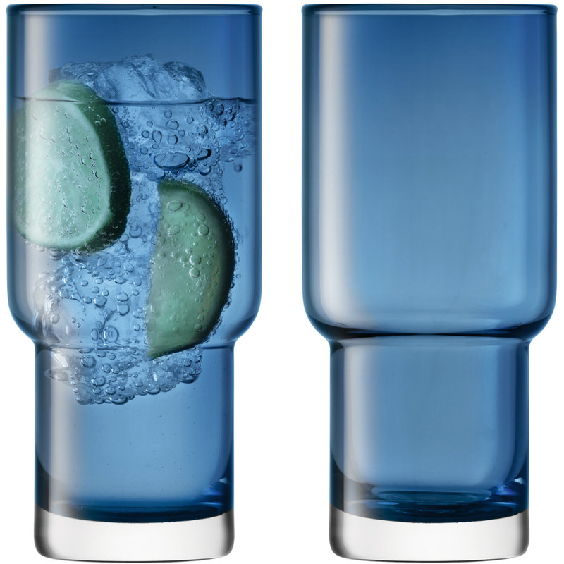 Sapphire Blue Handmade Glass Highball Set of 2