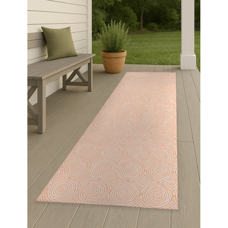 Tapis d'extérieur antidérapant Rolling Circles, Tapis de couloir 2 pi 6 po x 8 pi
