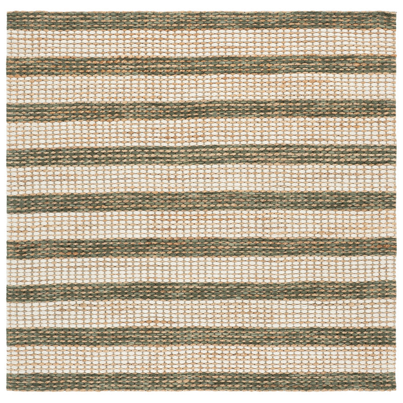 Martha Stewart Hand Tufted Jute/Sisal; Wool; Cotton Striped Indoor Rug, 6'-0" x 6'-0" Square