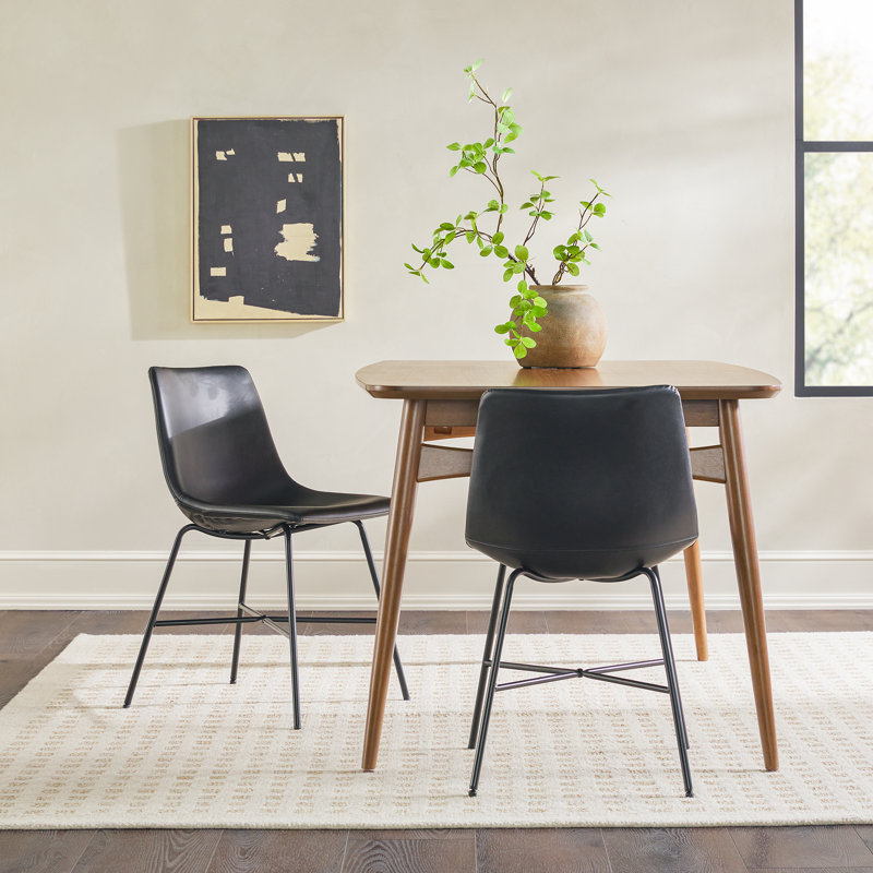 Aobh Modern Urban Faux Leather Dining Chair with Metal X Base, Black