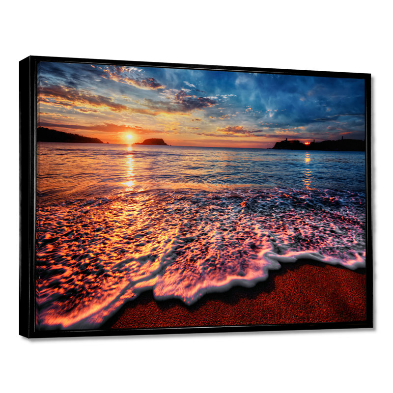 Reproduction de photo, "Peaceful Evening Beach", impression sur toile côtière, H 12 po x l 20 po, Noir