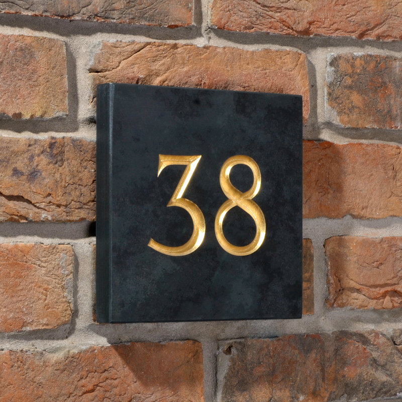 Velia 17.78cm H Stone House Number, Gold, 38