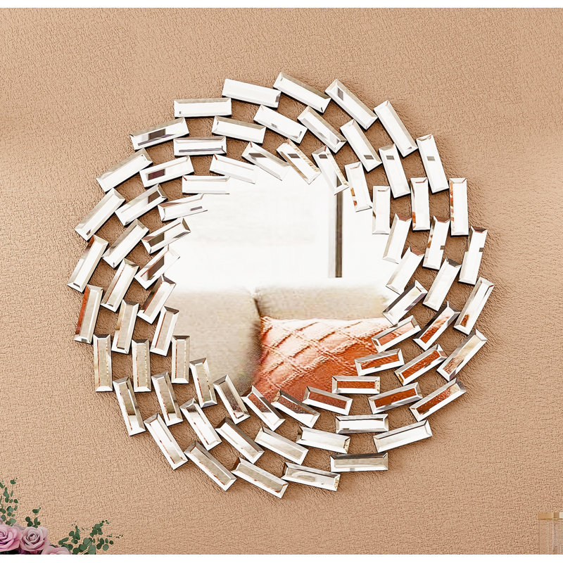 Freelon Sunburst Flat Round Wall Mirror, 17.7" x 17.7"